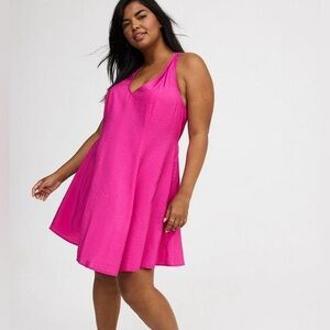 Torrid Twist Back Mini Dress Size 1 (14/16) Fuchsia Pink Pockets